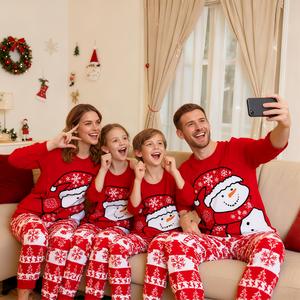 Milalee Christmas Pajamas for Family with Snowman Cartoon Print Soft and Stretchy Matching Christmas Pjs Two-Piece Long Sleeve Cute and Cozy Xmas Sleepwaer 13031-Z1
