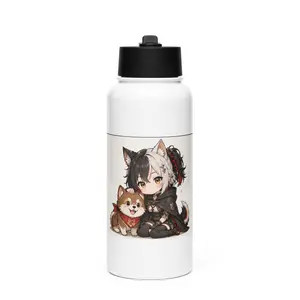 Yuuki and Ki Stainless steel bottle with straw lid