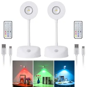 （Upgraded Version）2pcs RGB Motion Sensor Picture Lights for Wall, Wireless Rechargeable Art Light with Remote & Timer, Dimmable Color Changing LED Painting Lamp for Gallery, Posters, Bedroom Mood Decor summervibes
