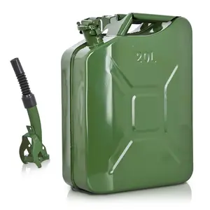 Nilight Metal Gas Can 5 Gallon with Spout System and Handle, 20 Litre Metal Container for Gasoline Trucks Cars AT\1 Motorcycle Equipment, No Spill Steel Safety Gas Fuel Cans Green, 1 Pack