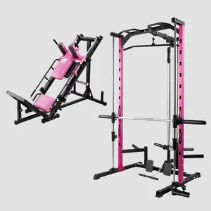 RitFit Pink PSR05 Smith Machine with LAT-Pull Down System and BLP01 Leg Press Hack Squat Package for Home Gym