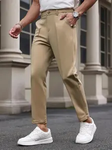 Men's Business Suit Pants Classical Solid Color Formal Dress Pants Plain Elastic Waist Long Pants with Pockets Casual Soft and Breathable Commuting Going Out Work Life Club Wear Wedding Dress Pants Trouser