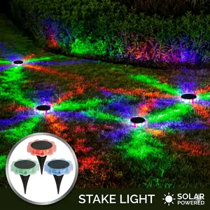2-in-1 Solar Gear Disk Lights, Multi-Mode RGB Color Changing Ground & Wall Sconces for Pathway, Lawn and Fence Decor