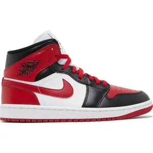Women's Jordan 1 Mid Black/Gym Red-White (BQ6472 079)