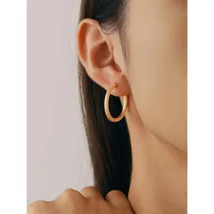 Luxury Hammered Large Hoop Earrings, Women's Niche Design Elegant Jewelry