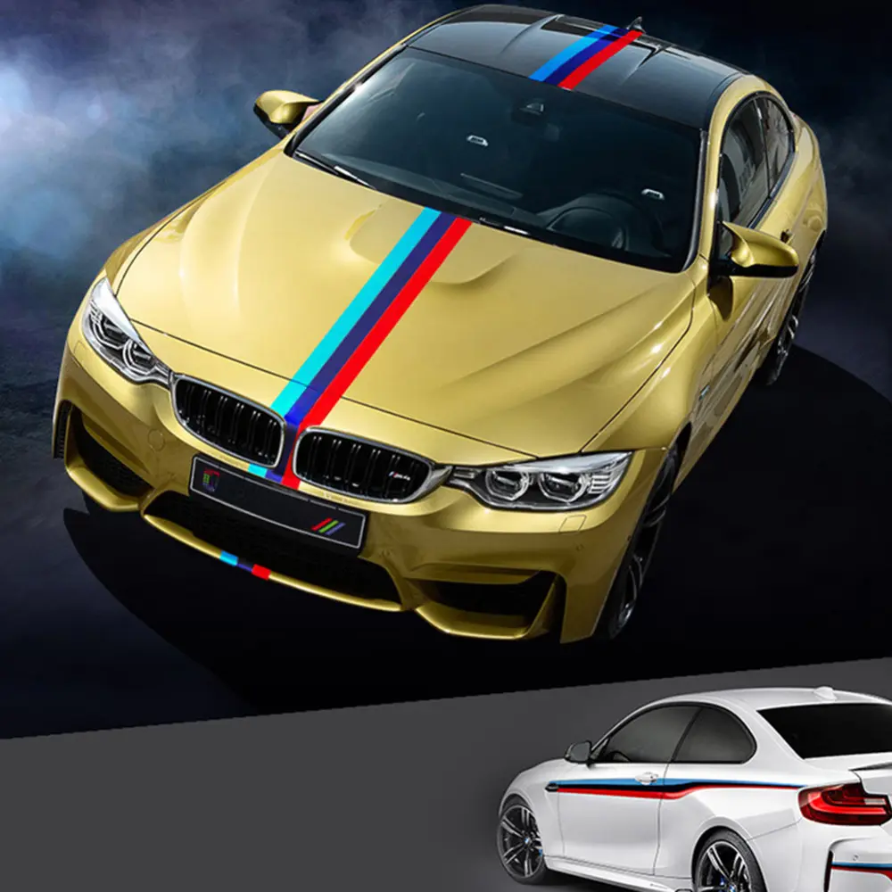 1 pc/lot 1M* 15CM 3Color Germany Italy French Flag Striped Car Hood Vinyl Sticker Body Decal For BMW M3 M5 M6 E46 E92 Series