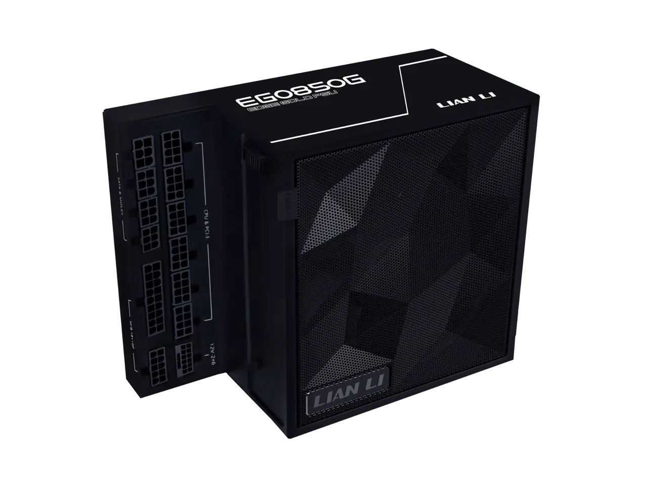 Lian Li EDGE850W Fully Modular Low-Noise ATX Power Supply - ATX 3.1 & PCIE 5.1 Compliant - Cybenetics Gold Efficiency - 12V-2x6 Cable - L-Shape Design - Without USB/Fan Hub - Black (EG0850G.B)