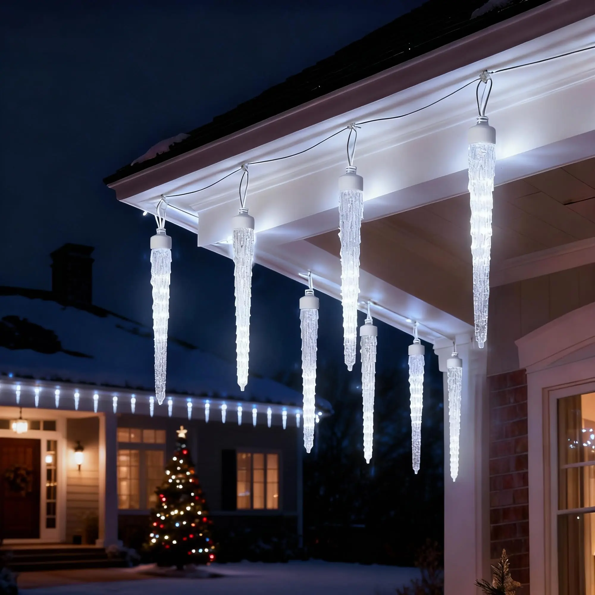 Beatineon meteor Christmas lights, 20ft Falling Rain LED Lights with 480 LEDs, Waterproof Dynamic Drops for Outdoor Roof & Eaves