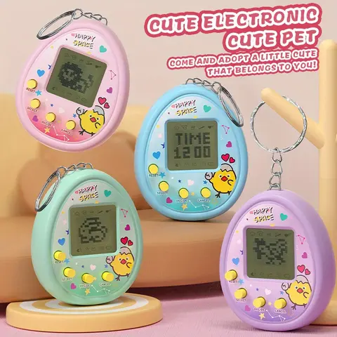 Compact Digital Virtual Pet Toy and Keychain Car Charm - Pocket-Sized Electronic Handheld Game Console, 90s Nostalgic Device with Engagement Feature, Plastic Car Interior Decoration, Random Color Selection
