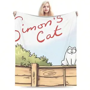 Simon Cat Blanket Super Soft Printed Flannel Throw for All Seasons Ideal as Birthday Wedding Gift Lightweight Easy to Carry 100% Cotton Cartoon Floral Pattern Personalized Photo lola blush home comfort Coquette 6 day star Funny Face celebration