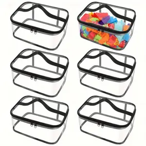 Transparent Toy Storage Bag with Lid 4-Pack Multi-Functional Dustproof Storage Box Suitable for Puzzles, Building Blocks, Learning Supplies, and Crafts Stackable Plastic Container Large Capacity Storage