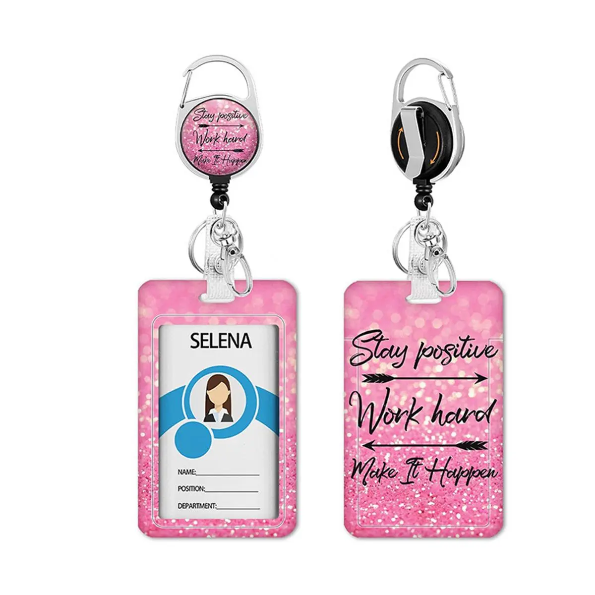1PC Expandable ID Card Holder Set for Nurses and Teachers, Retractable Badge Holders, Badge Reels Retractable, ID Badge Roll Retractable Badge Reel with Durable Vertical Keychain, Classroom Supplies