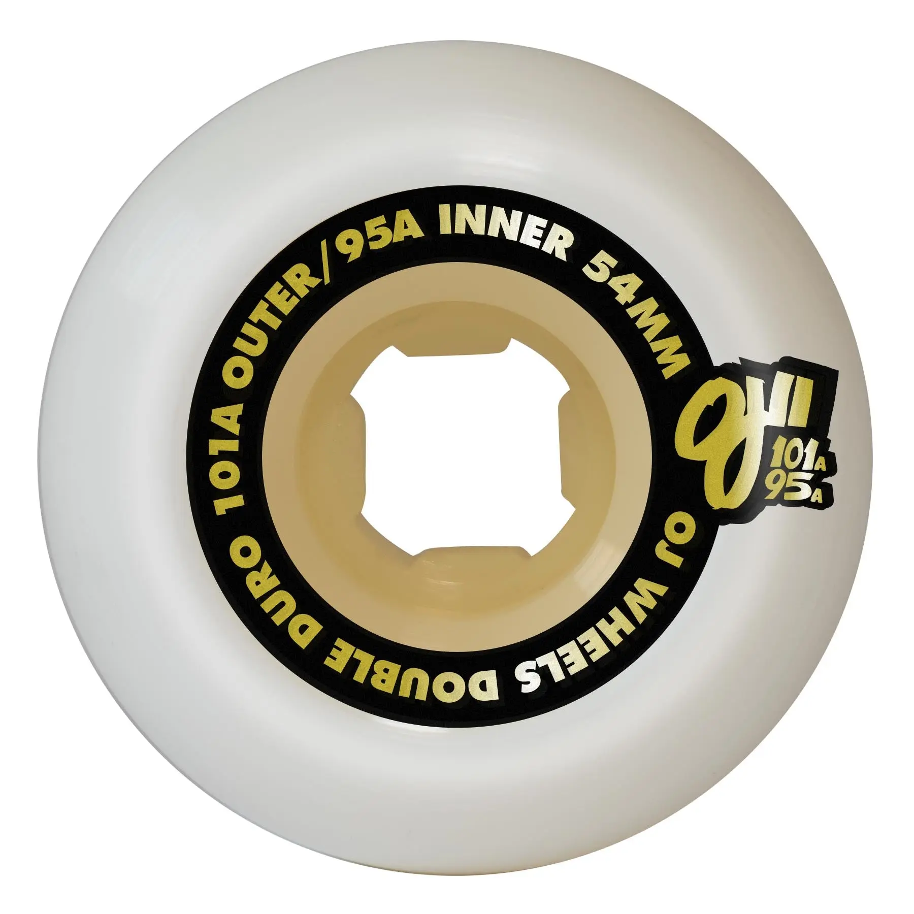 OJ Skateboard Wheels, 54mm Double Duro White Gum Chubbies, 101A/95A Hardness, Gum Material Absorbs Rugged Terrain, Provides Speed and Slide