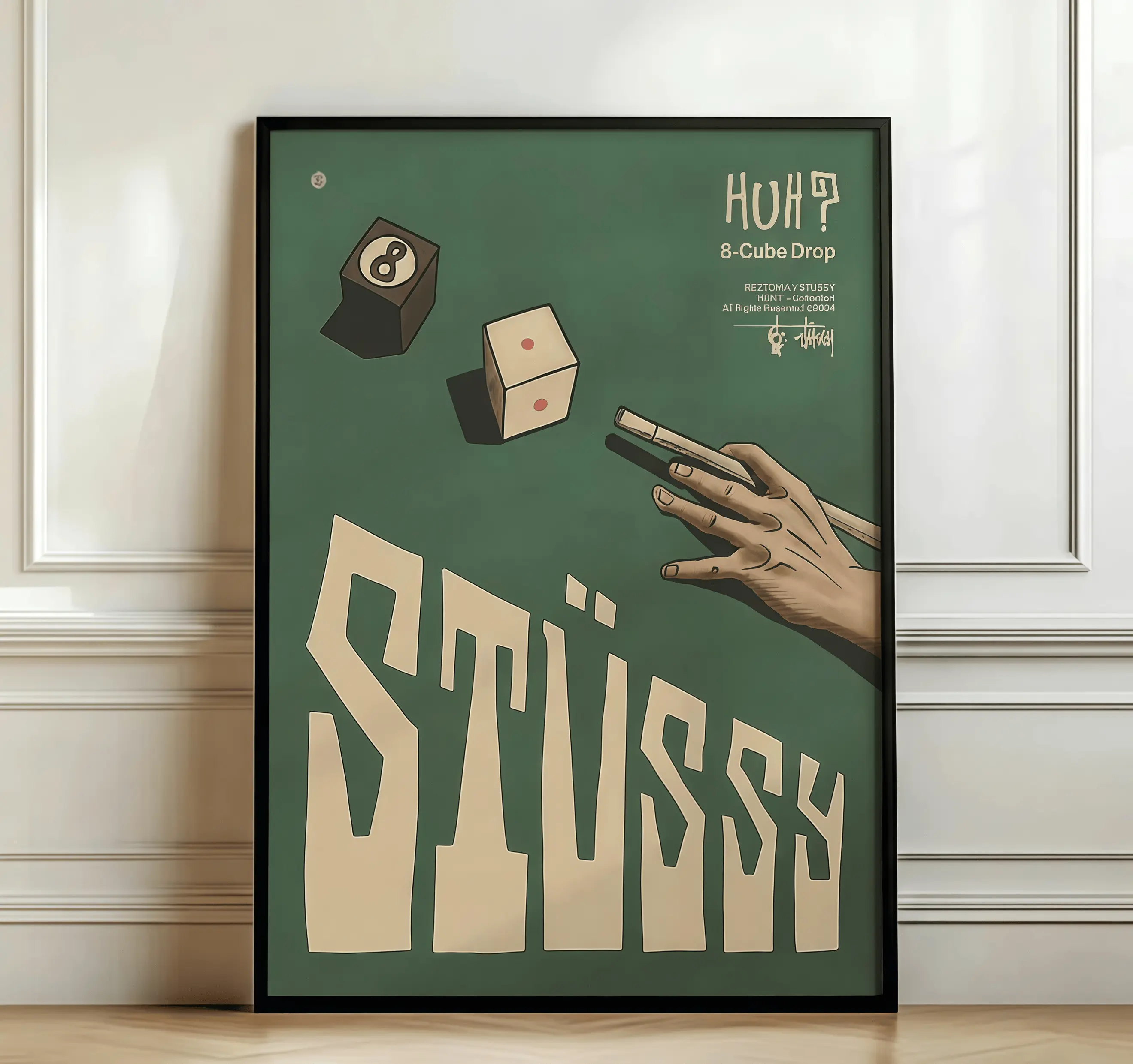 Vintage 8 Ball Poster | Streetwear Hypebeast Wall Art | Retro Billiards Print | Trendy Y2K Room Decor | Cool Dice Art | Mens Dorm Poster, Pool Room Decor, Gaming Room Wall Art, Retro Aesthetic Poster, Man Cave Decoration