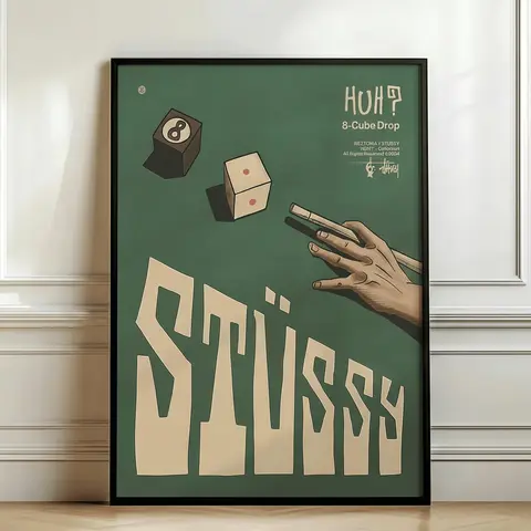 Vintage 8 Ball Poster | Streetwear Hypebeast Wall Art | Retro Billiards Print | Trendy Y2K Room Decor | Cool Dice Art | Mens Dorm Poster, Pool Room Decor, Gaming Room Wall Art, Retro Aesthetic Poster, Man Cave Decoration fan