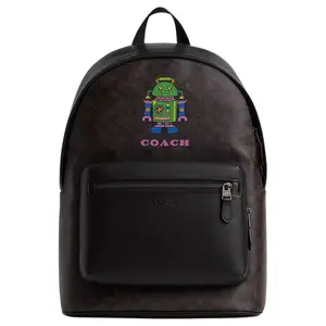 COACH Cosmic Coach 32 Backpack for Women – Logo-Print Coated Canvas, Walnut Multicolor