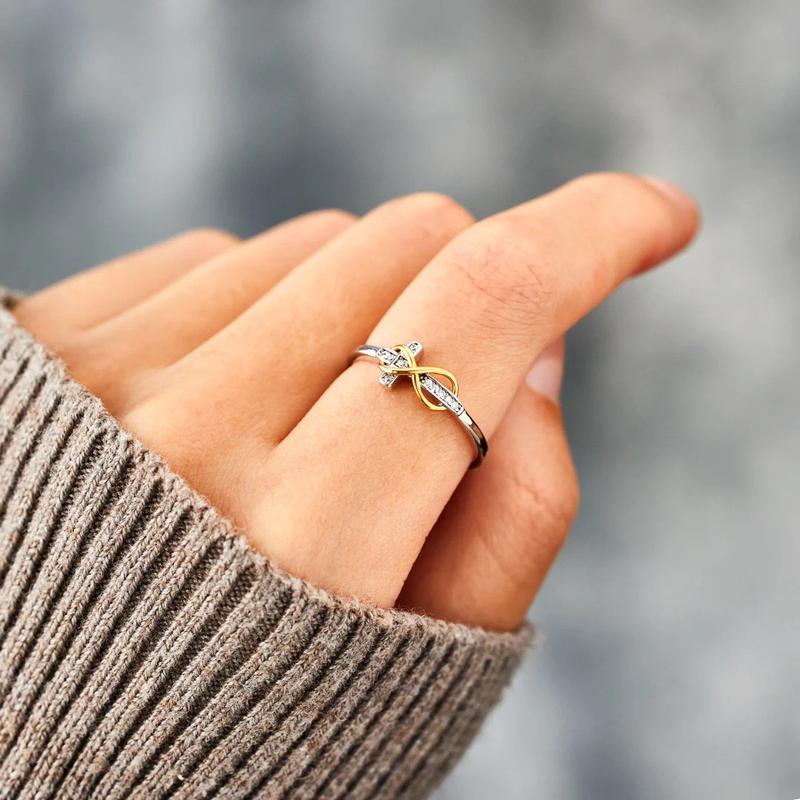 Gods' Promises Are Forever Infinity Cross Ring Inspirational Jewelry Engraved Faith CZ Cross Ring for Daily Wear god is with you forever