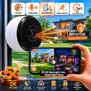2K No Drill Window Camera-2 Pack 2.4Ghz & 5Ghz WiFi Dome Cameras for Home Security for Indoor & Outdoor Monitoring, Color Night Vision, Human Detection, 24/7 Recording, Ideal for Apartment