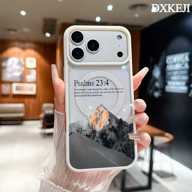 MagSafe Magnetic Aesthetic Customized TPU Phone Case with Bible Verse Psalms 23:4 Pattern - Shockproof, Slim Fit, Protective, Resistance Phone Accessories for Multi-Model iPhone 17/16 Pro Max/15 Pro/14/13/12/11 Plus (Ideal for Bible Lovers)