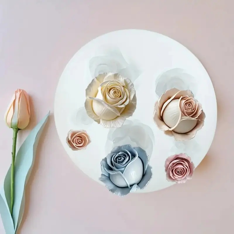 1 piece of a silicone mold with 5 differently shaped rose patterns, suitable for polymer clay, soap, crafts, candles, and candle making - durable and easy to use; features exquisite floral designs; ideal for jewelry making and epoxy resin casting