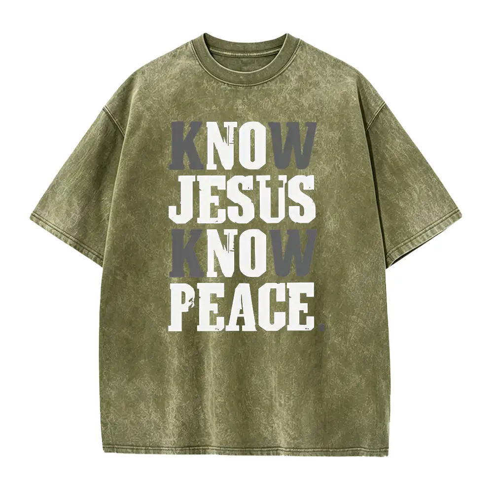 [100% Cotton] Cotton Short Sleeve T-Shirt [Faith in God, Christian Christ] Christian Faith T-Shirt - Know Jesus Know Peace - Religious Tee Golf Gift T-Shirt For Men and Women,Casual Summer T-Shirt with Crew Neck,viral graphic tees