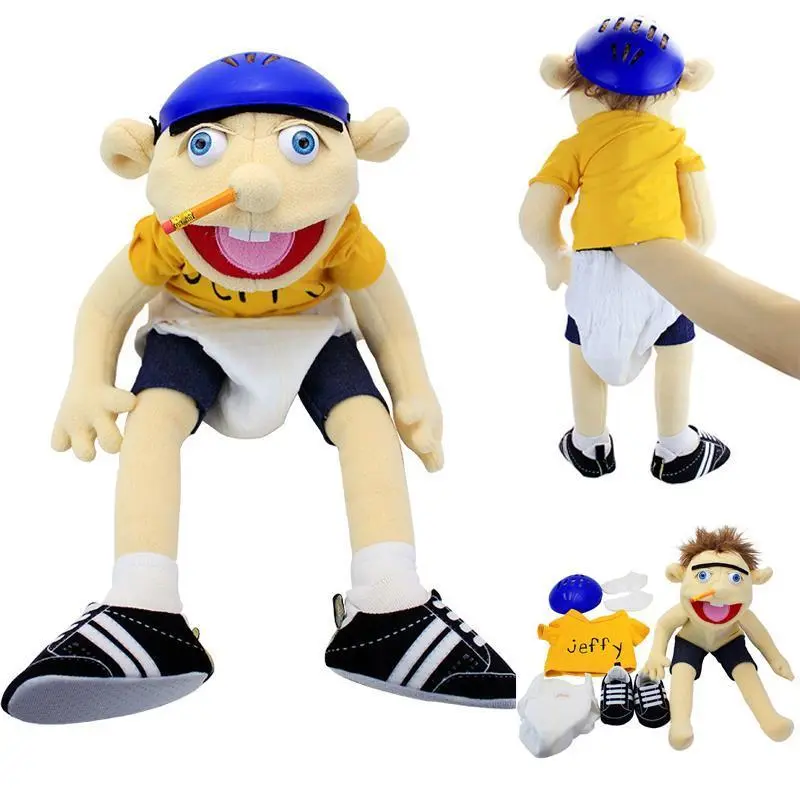 Jeffy Hand Puppet Cartoon Plushie Toy Stuffed Doll Soft Figurine Sleeping Pillow Educational Playhouse Fans Birthday Gift