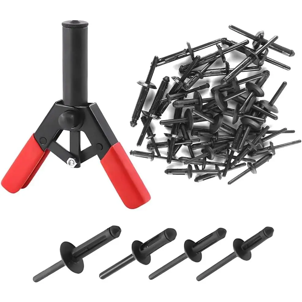 Zpana Car Rivet Gun Quick Set, Vehicle Riveting Hand Tool with 40PCS 4 Sizes Asorted Blind Rivets, Automotive Riveter Accessories for Fastening Door Panels, Universal for SUV, Sedan, Truck