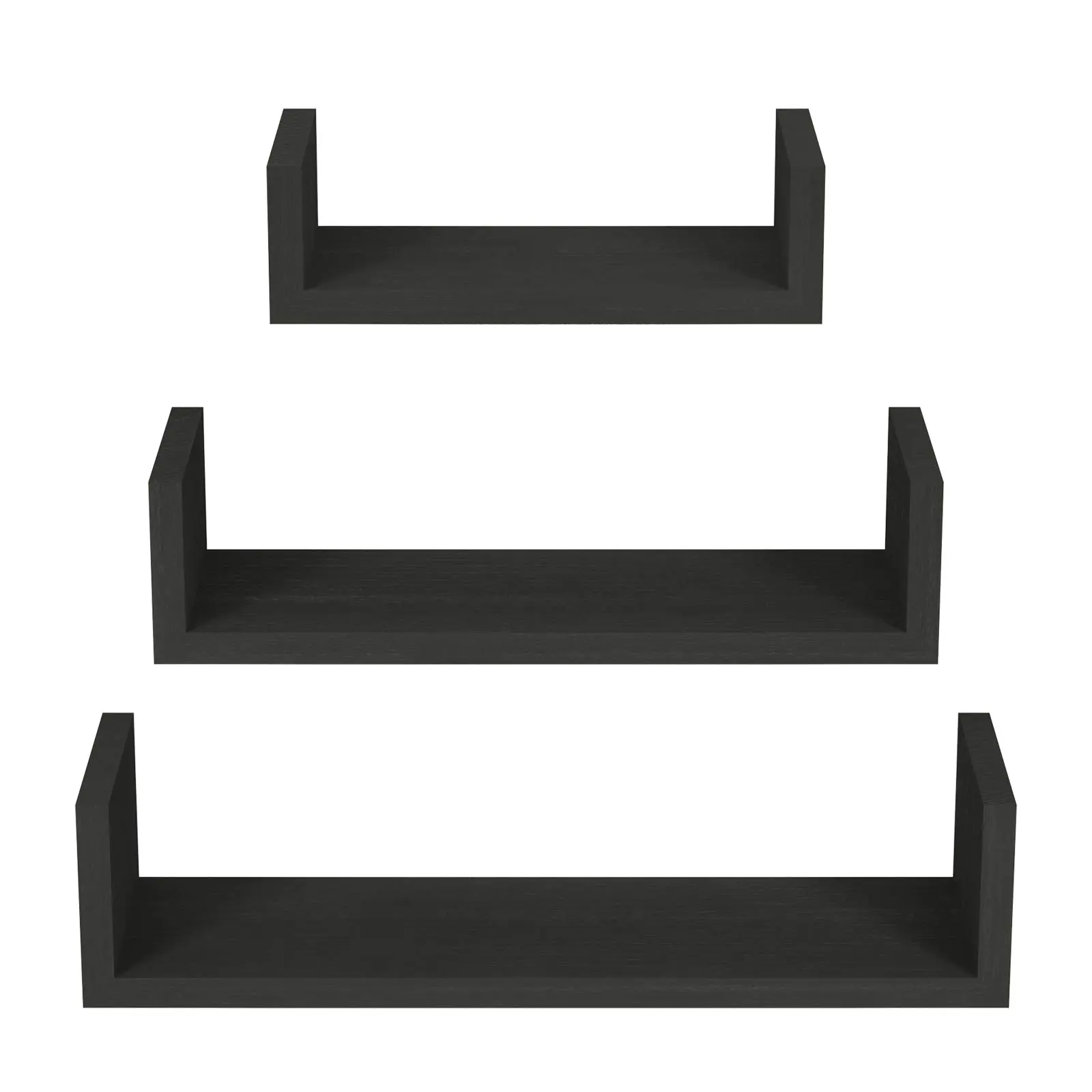 Floating Shelves Wall Mounted, Solid Wood Wall Shelves, Black