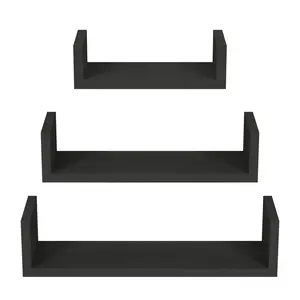 Floating Shelves Wall Mounted, Solid Wood Wall Shelves, Black