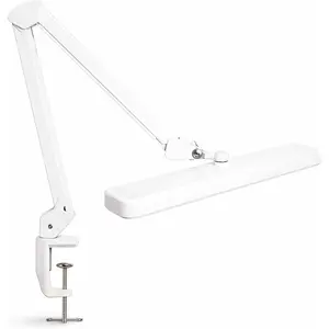 Task Lamp – 2,500 Lumens, 30W, 22-Inch Wide Shade, 4 Brightness Levels, Eye-Caring Light, Clamp Mount, LED Task Light for Manicure Table, Crafts, Workbench, Office (Non-CCT, White)