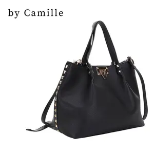 Studded Ruched Tote Bag