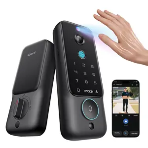 Lockin Veno Plus 6-in-1 Video Smart Door Lock Palm Vein & Fingerprint Unlock, Passcode, Key, App Control, 2K Ultra HD 180° Camera, Keyless Entry Digital Lock with WiFi, 8GB Storage, No Monthly Subscription Black