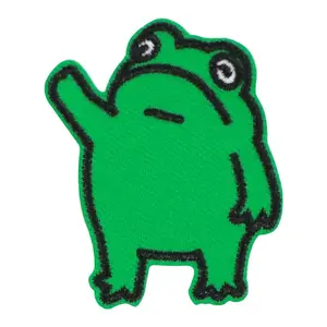 Small Frog Embroidered Patch, Back Adhesive Iron-On, Suitable for Clothes Jackets Hats Accessories, Decorative Fabric Repair, Hand Embroidered, Back Pocket Embroidery
