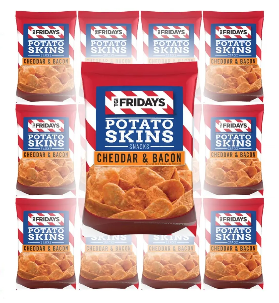 TGI Fridays Potato Skins Snacks, Cheddar & Bacon, 1oz Bag (Pack of 12, Total of 12 Oz)