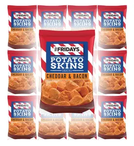 TGI Fridays Potato Skins Snacks, Cheddar & Bacon, 1oz Bag (Pack of 12, Total of 12 Oz)