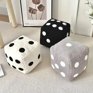 Y2K Aesthetic Fuzzy Dice Throw Pillow, Soft Plush Square Cushion, Funky Room Decor for Bedroom, Soft Cushions