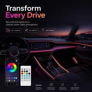 Smart LED Interior Car Lights, USB Powered RGB Car Ambient Lighting with App Control & Music Sync, DIY Mode 110cm+110cm 2-in-1 Design,  Gift for Men & Women Multifunctional Car Led Multifunctional Car Led Multifunctional Car Led Multifunctional Car Led