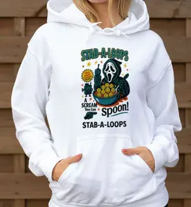 Funny Ghostface Halloween T Shirt – Stab A Loops Cereal Parody Tee, Scary Movie Horror Costume Shirt for Men & Women