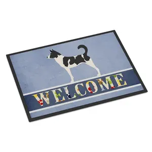 212 MAIN Canaan Dog Welcome Animal Printed Rug - 18x27 in., Decorative Machine Washable Fade-Resistant Indoor/Outdoor Mat