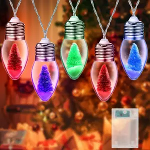 13ft Christmas Snow Globe String Lights with Tree 20 LED Fairy Bulb Lights Christmas Tree Decorations   Indoor String Light for Bedroom Outdoor Xmas Party Decor (Colorful)