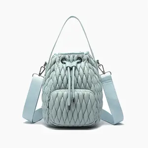 Ripple Plush Puffer Bucket Crossbody Bag