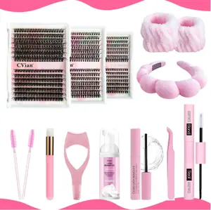 3 Packs 7+7 Rows DIY Lash Extension Kit, Fluffy Cluster Lashes with Lash Bond Seal & Applicator Tools, Beginner Friendly At Home Eyelash Extensions, Natural to Dramatic False Lashes Set for Makeup