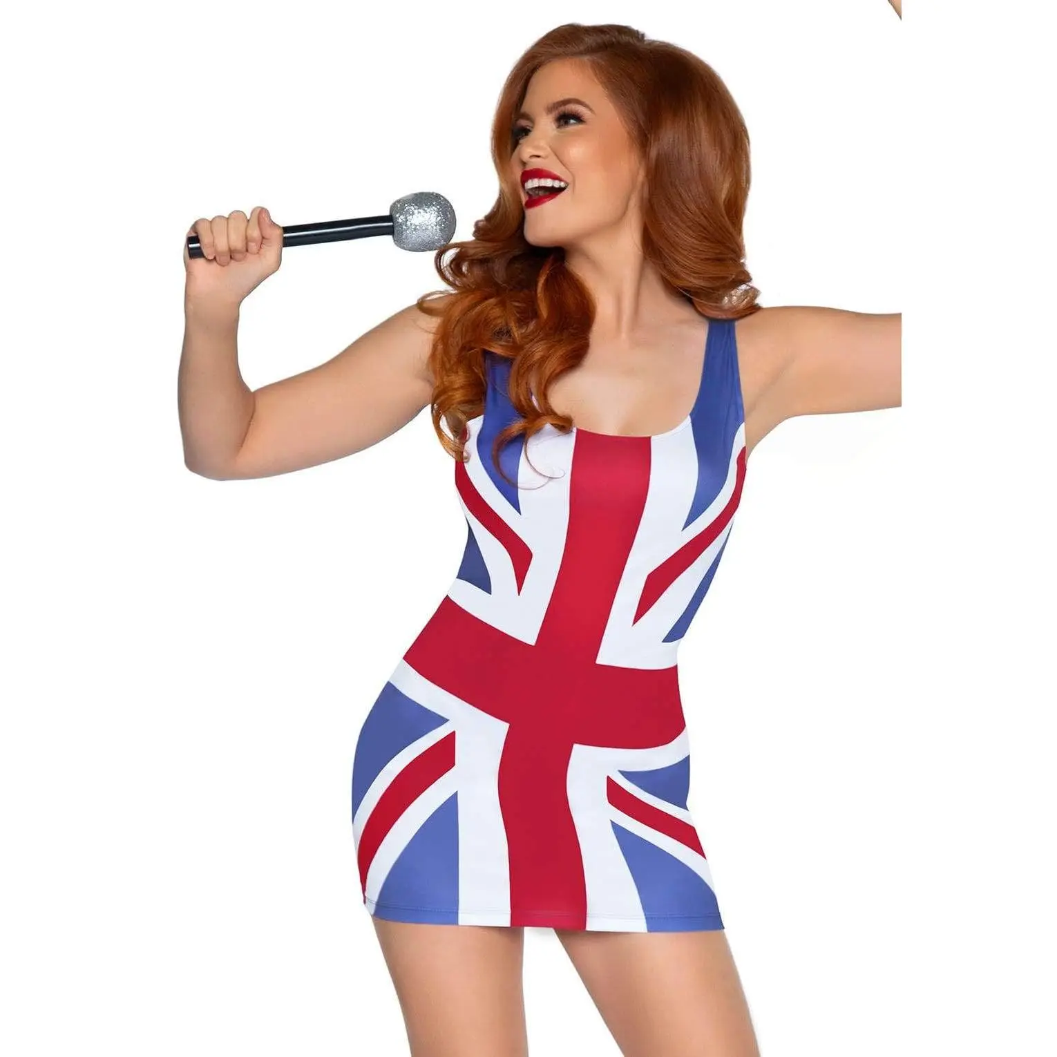 Leg Avenue Women's Stretch British Flag Bodycon, 90s Pop Star Scoop Neck Mini - Halloween Party Clothes & Costume Ideas, Tank Top, Spandex, Pullover, Halloween Costume, Hand Wash, Dress, Body Con Fit, Curves Hugger, Ginger Spice' Costume