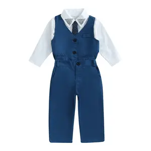Ma&Baby 4Pcs/Set Kids Toddler Boys Formal Suits Set Blazer Tuxedos Gentlemen Outfit for Weddings Christmas Dresswear Vest Suit