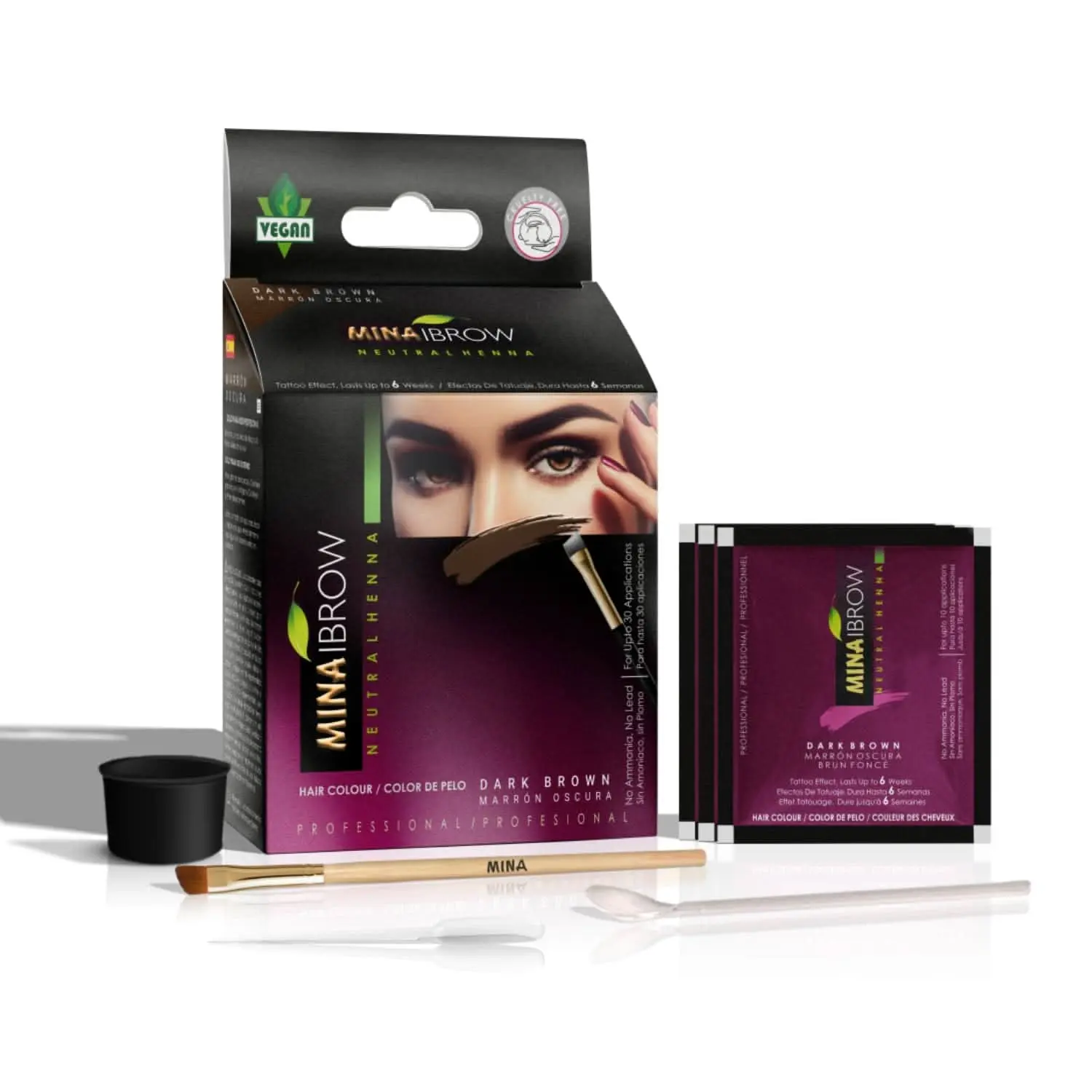 Mina Ibrow Henna Regular Brow Tint Kit - Dark Brown