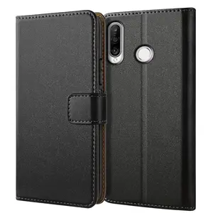 Mobile Phone Case For Huawei P30 Lite Pro, With Kickstand PU Leather Card Slot Black Wallet Flip Protective Phone Case Cover