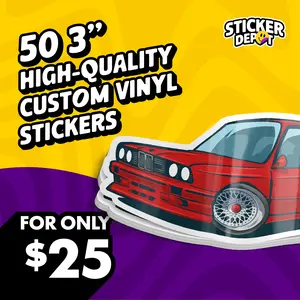 50 3" Die Cut Stickers for $25.00