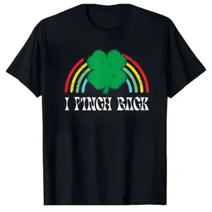 Black Cotton St. Patrick's Day Shirt – Unisex Casual Fit with Rainbow and Clover Design