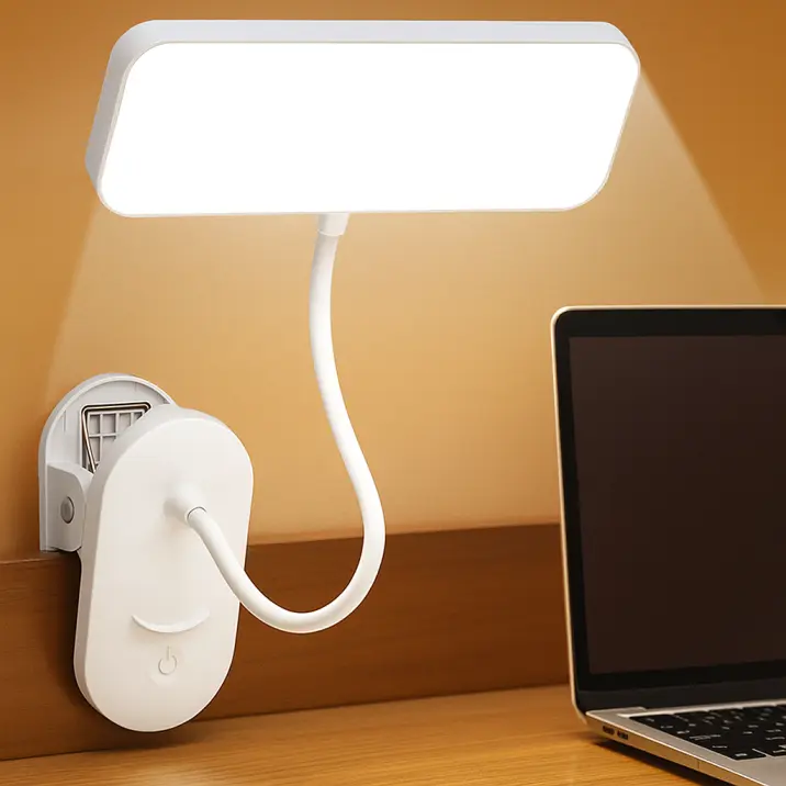 36 LED Clip-On Reading Lamp with 3600mAh Rechargeable Battery, 5 Brightness Levels, 5 Colors, 400LM, Cordless Desk Lamp with Clamp, Lights for Bedroom, Book Reading Lights
