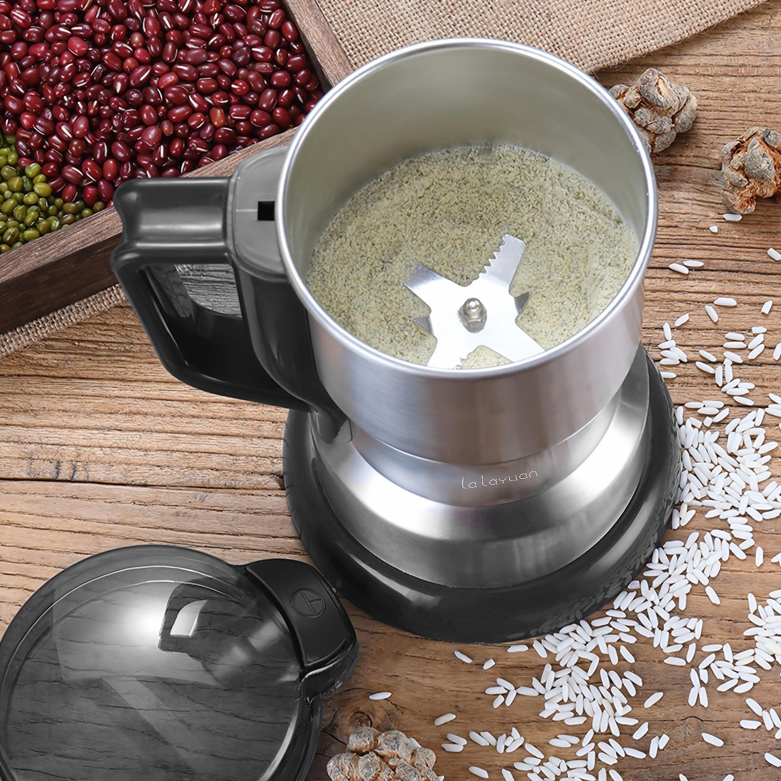 Lalayuan Electric Grinder with Powerful Motor, 10-Second Fast Grinding, Stainless Steel Blade & Chamber, 1-Button Control Grain Mill for Beans, Spices, Nuts, Dry Food Processor